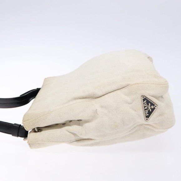 PRADA Shoulder Bag Canvas Leather Silver White Auth bs28706 - Picture 4 of 16